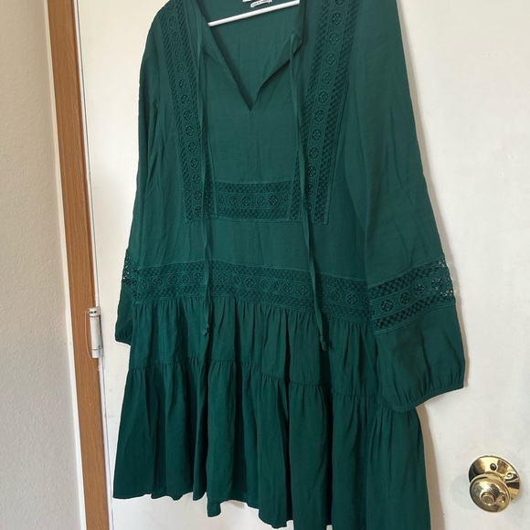 Reserved Emerald Green boho peasant festival Tunic Dress Medium - Picture 1 of 10